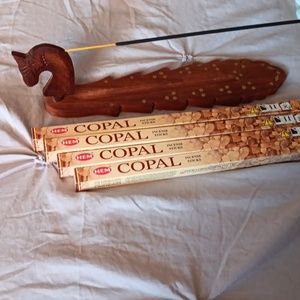 Unicorn incense holder and copal incense sticks